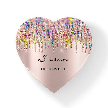 SUSAN NAME MEANING Holograph Rainbow Rose heart Paperweight