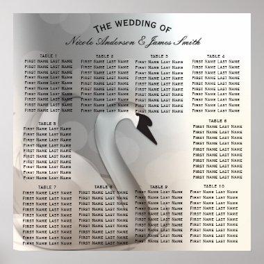Swan Princess Elegant Wedding Table Seat Poster