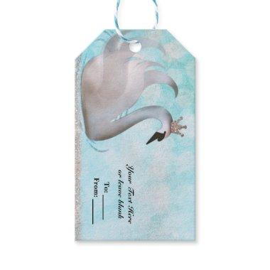 Swan Princess Faux Gold Glitter Chic Fairy Tale Gift Tags