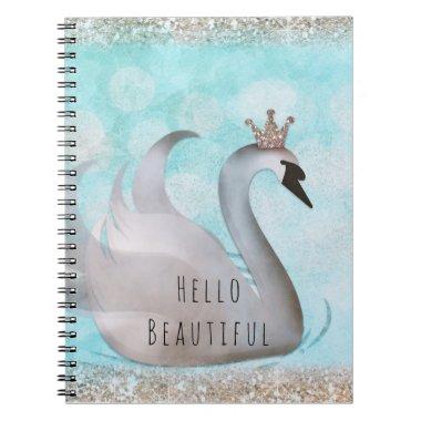 Swan Princess Faux Gold Glitter Chic Fairy Tale Notebook