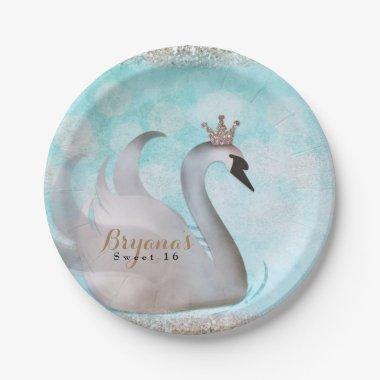 Swan Princess Glitter Fairy Tale Birthday Party Paper Plates