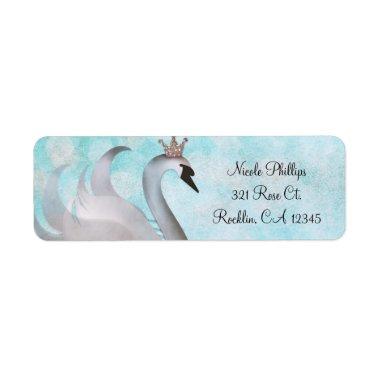 Swan Princess Glitter Fairy Tale Party Invitations Label