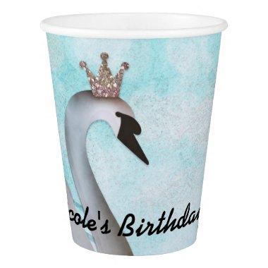 Swan Princess Gold Glitter Chic Fairy Tale Party Paper Cup