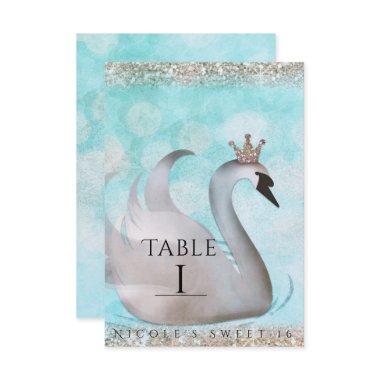 Swan Princess Gold Glitter Fairy Tale Table Number