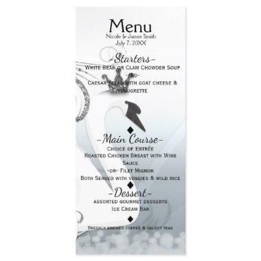 Swan Princess Silver & White Elegant Custom Menu