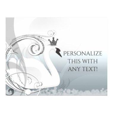 Swan Princess Silver & White Elegant Custom Party Poster