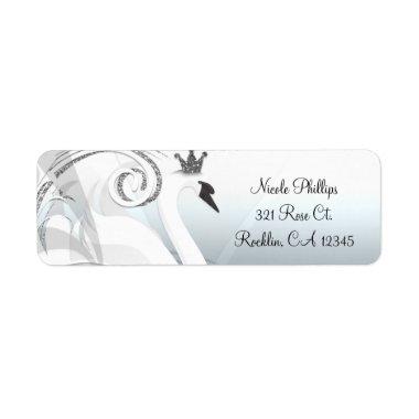 Swan Princess Silver & White Elegant  Label