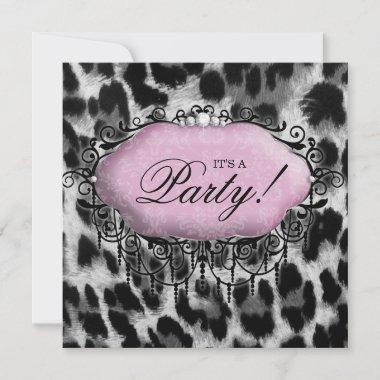 Sweet 16 Birthday Party Cute Leopard Pink Wild Invitations