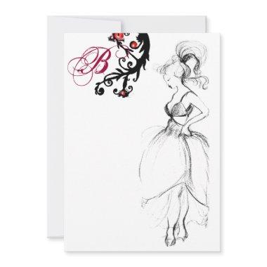 SWEET 16 BIRTHDAY PARTY MONOGRAM Red Black Swirls