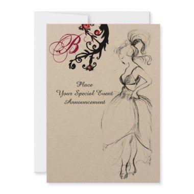 SWEET 16 BIRTHDAY PARTY MONOGRAM Red Black Swirls
