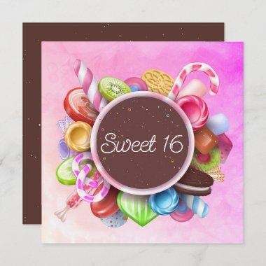 Sweet 16 Chocolate Birthday Party Invitations