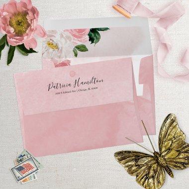 Sweet 16 Rose Gold Blush Watercolor Flowers Envelope