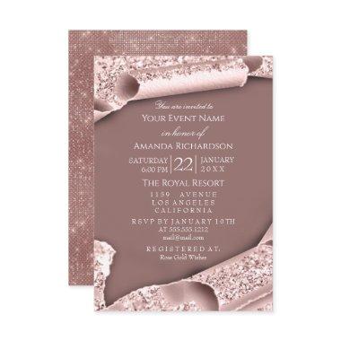 Sweet 16th Birthday Bridal Shower 3D Effect Rose Invitations