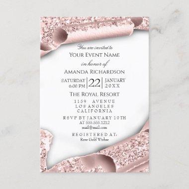 Sweet 16th Birthday Bridal Shower 3D White Rose Invitations