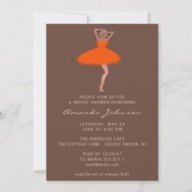 Sweet 16th Bridal Shower Princess Rose Coral Dress Invitations