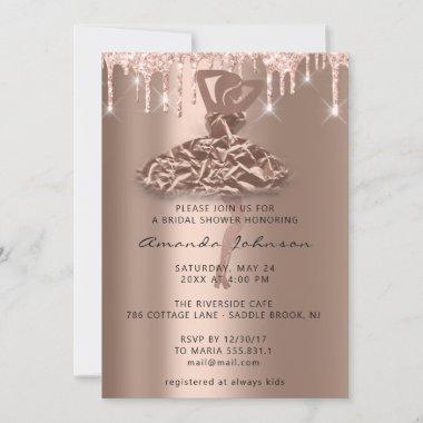 Sweet 16th Bridal Shower Princess Rose Drips Invitations