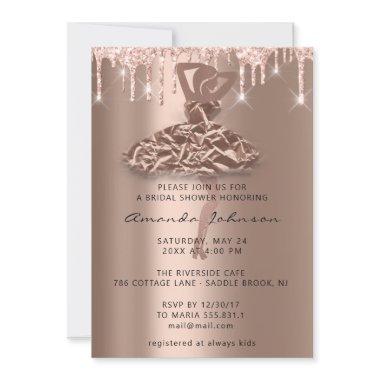 Sweet 16th Bridal Shower Princess Rose Drips Invitations