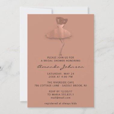 Sweet 16th Bridal Shower Princess Rose Gold Blush Invitations