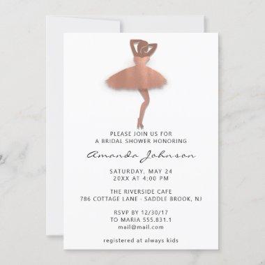 Sweet 16th Bridal Shower Princess Rose Gold White Invitations