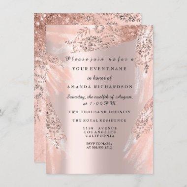 Sweet 16th Bridal Shower Royal Rose Gold Dress Invitations