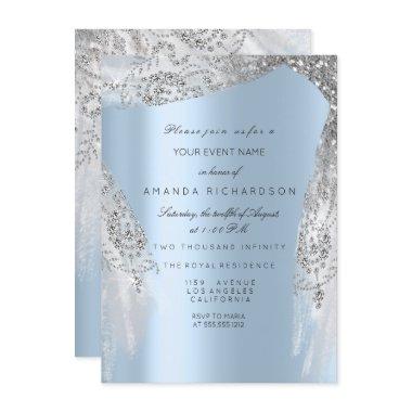 Sweet 16th Bridal Shower Silver Gray Blue Dress Invitations