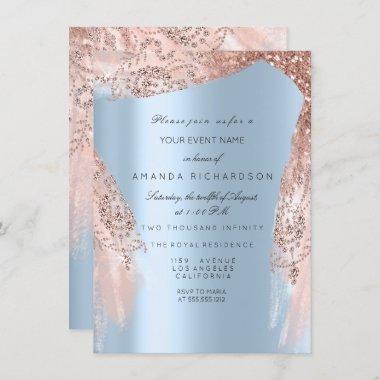Sweet 16th Bridal Shower Silver Royal Blue Dress Invitations