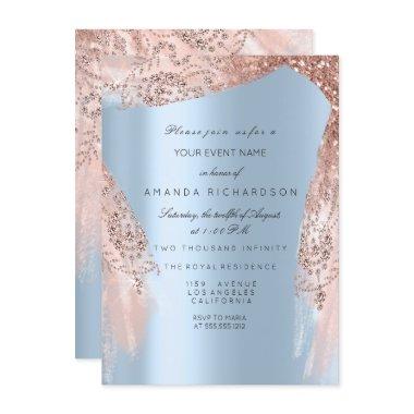 Sweet 16th Bridal Shower Silver Royal Blue Dress Invitations