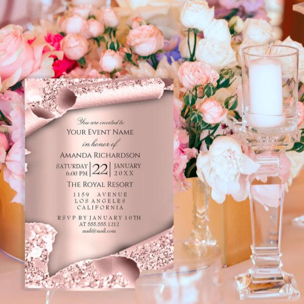 Sweet 16th Bridal Shower Wedding Rose 3D Invitations