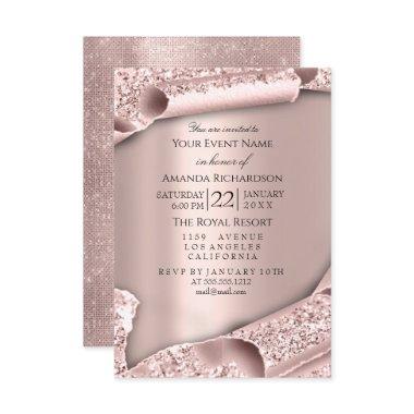 Sweet 16th Bridal Shower Wedding Rose Pink Invitations