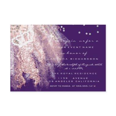 Sweet 16th Crown Dress Miss Rose Gold Purple Invitations