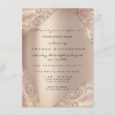 Sweet 16th Dress Spark Rose Gold Ombre Invitations