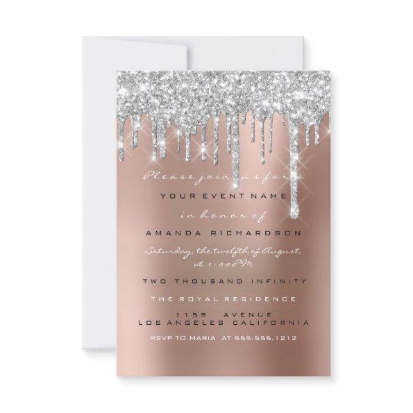 Sweet 16th Glitter Drips Silver Wedding Bridal