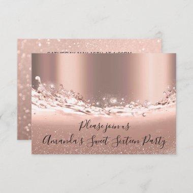 Sweet 16th Party Rose Gold Glitter Bridal Shower Invitations