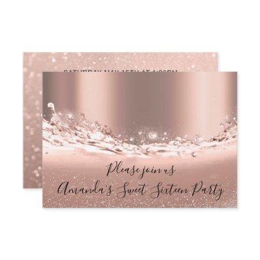 Sweet 16th Party Rose Gold Glitter Bridal Shower Invitations