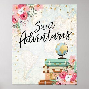 Sweet Adventures sign Travel Shower Dessert Table