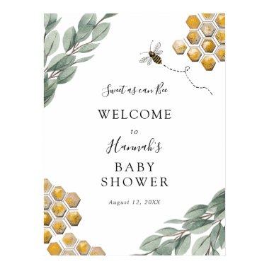 Sweet as can Bee Eucalyptus Baby Shower Welcome Poster