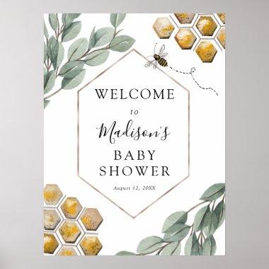 Sweet as can Bee Eucalyptus Baby Shower Welcome Poster
