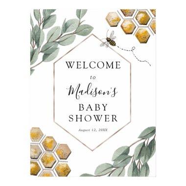 Sweet as can Bee Eucalyptus Baby Shower Welcome Poster