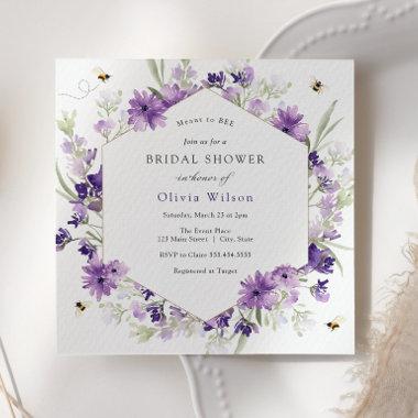 Sweet as Can Bee Lavender Bridal Shower Invitations