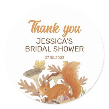 Sweet Autumn Squirrel Fall Season Bridal Shower Classic Round Sticker