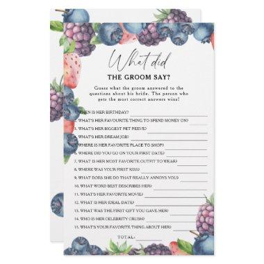 Sweet berry - What did the groom say bridal game