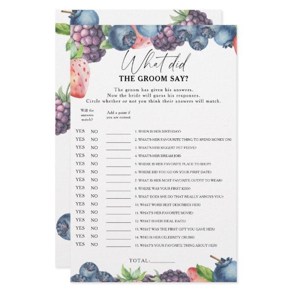 Sweet berry - What did the groom say bridal game
