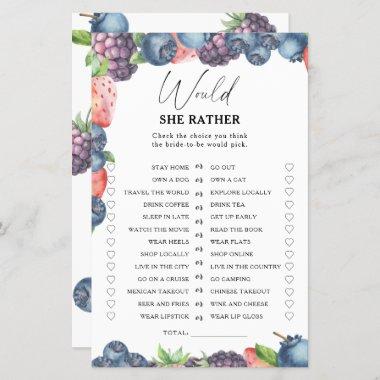 Sweet berry - Would she rather bridal shower game
