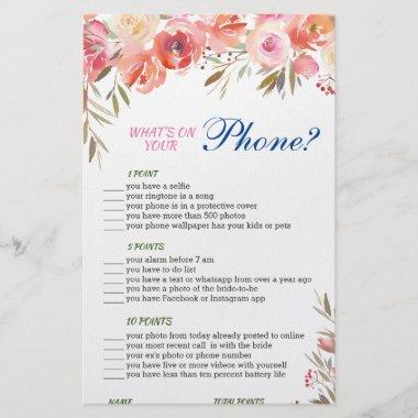Sweet Blush Floral Watercolor Bridal Game Flyer