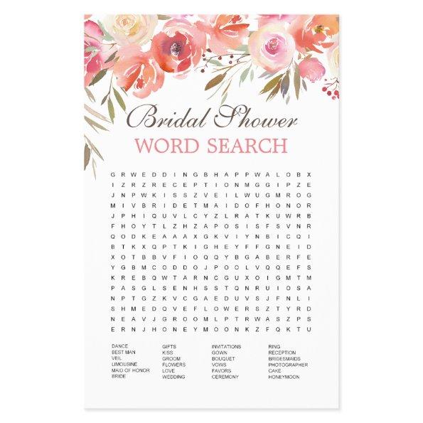 Sweet Blush Floral Watercolor Bridal Game Flyer