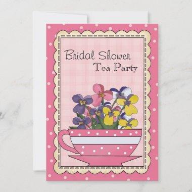 Sweet Bridal Shower Tea Party Invitations