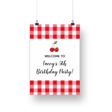 Sweet Cherry Birthday Party Welcome Poster