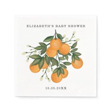 Sweet Citrus Botanical Orange Greenery Shower Napkins