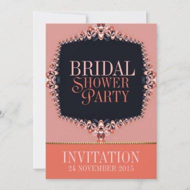 Sweet Coral & Pink Bridal Shower Party Invitations