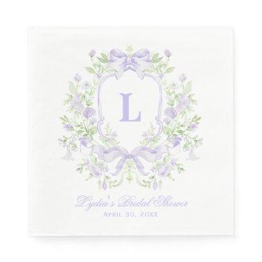 Sweet Crest w/ Lavender bow Monogram  Napkins